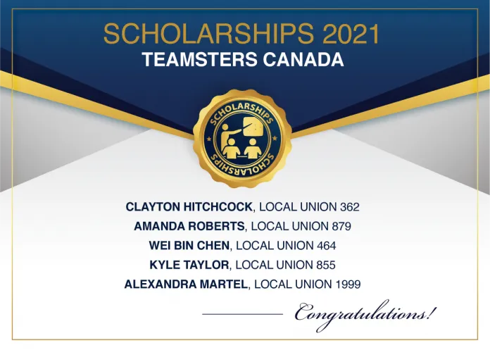 2021 teamsters canada scholarship recipients