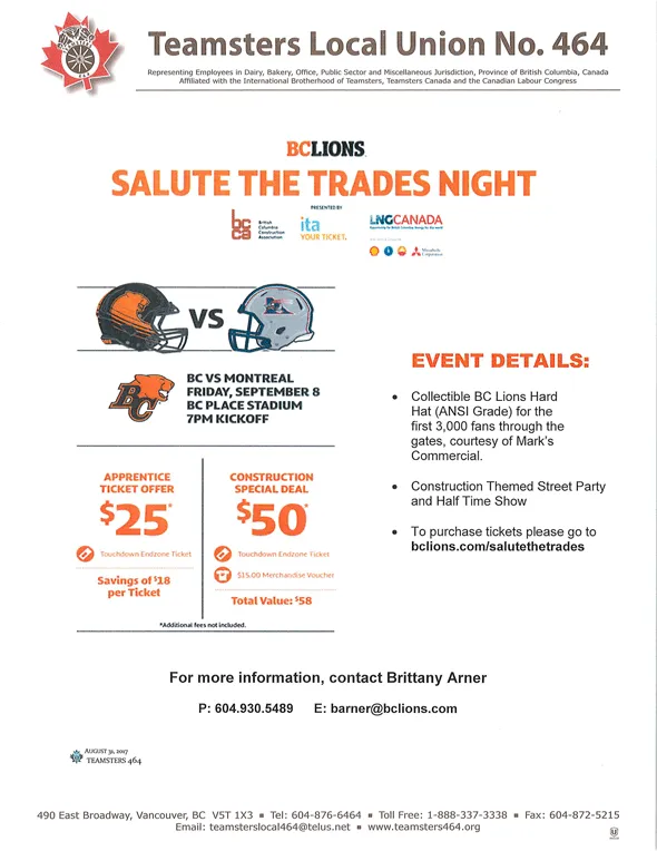 bc lions salute the trades