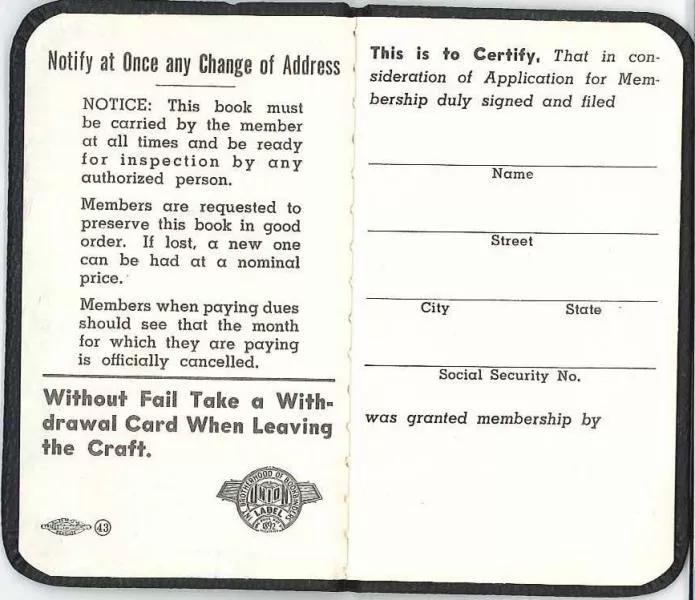 International Brotherhood of Teamsters, Chauffeurs, Warehousemen and Helpers Dues Book 1903
